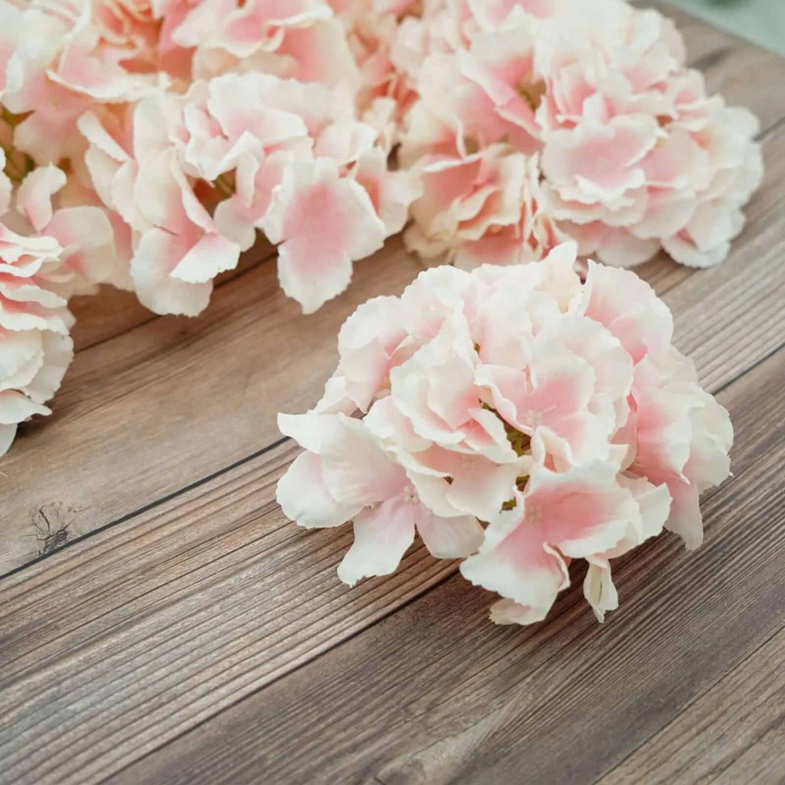 10 Flower Head and Stems Pink Artificial Satin Hydrangeas, DIY Arrangement