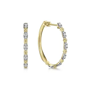 14K Yellow Gold 30mm Diamond Station Classic Hoop Earrings