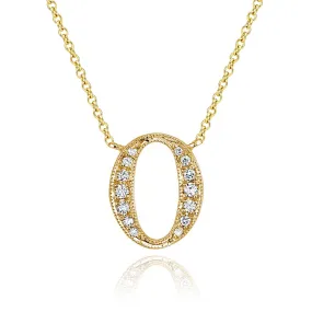 14K Yellow Gold Armenian Initial Diamond Necklace