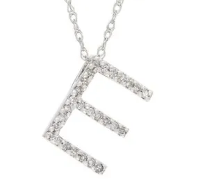 14kt white gold initial E pendant