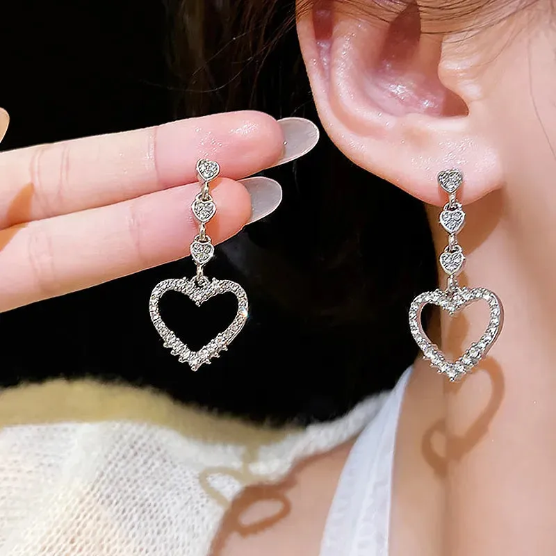 2024 New Fashion Korean Hanging Bowknot Pearl Earrings For Women Elegant Crystal Flower Long Tassel Drop Earring Ladies Jewelry