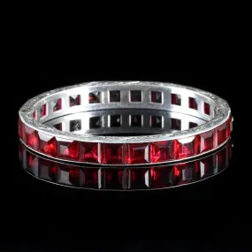 Antique Art Deco Red Paste Silver Bangle Circa 1930