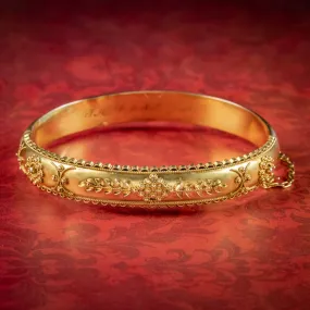 Antique Edwardian Cannetille Bangle 9ct Gold Dated 1907