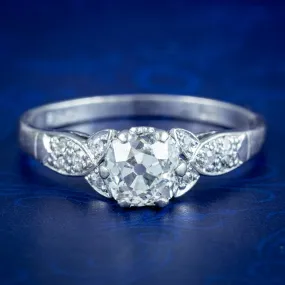 Antique Edwardian Old Cut Diamond Solitaire Ring 1.02ct Total