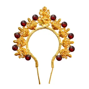 Artificial Flower Arch - 6 Inch | Gold Polish Flower Arch/ Deity Jewellery/ Jewellery for Deity