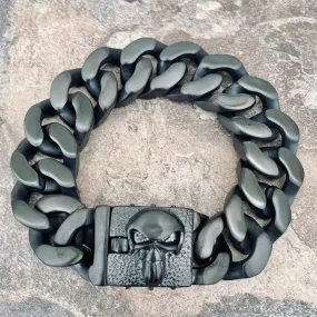 Bagger Bracelet - "EASY BIKER" - Skull Black - 3/4" wide - B131