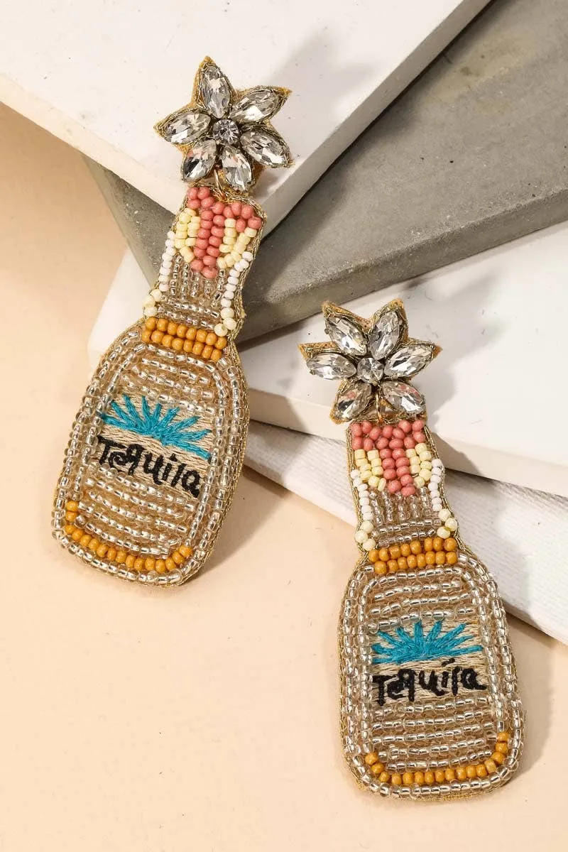 Beaded Tequila Bottle Earrings