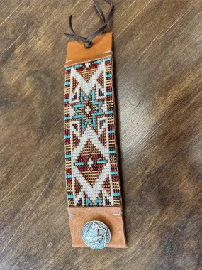 Brown & Turquoise Native Quilt Beaded Bracelet