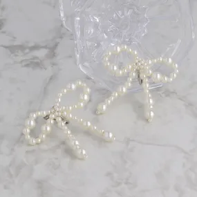 Bubble Pearl Bow Clip On Earrings