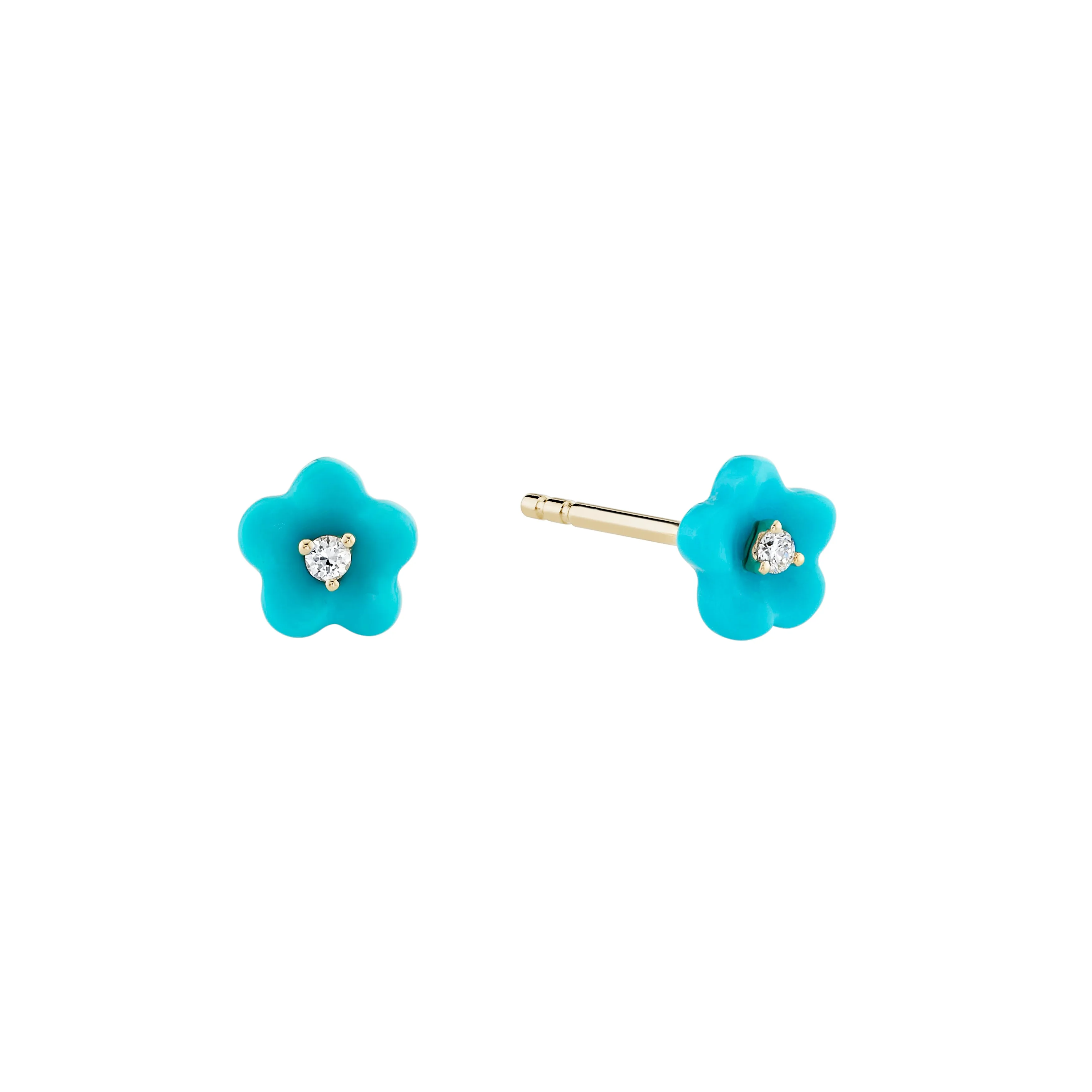 Diamond Blossom Turquoise Studs