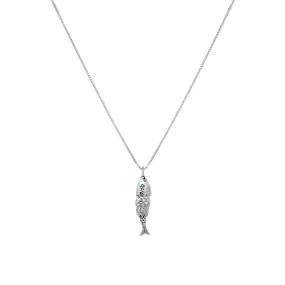 Fish Necklace | Emerald & Silver