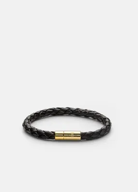 Leather Bracelet | 6mm | Gold | Dark Brown