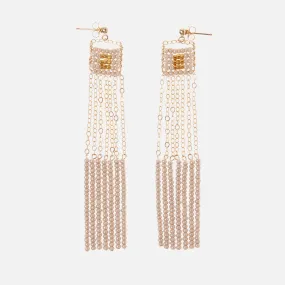 Long Beaded Earrings White