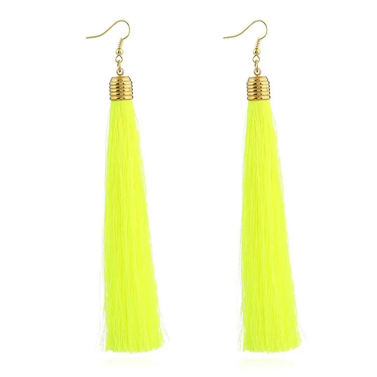 LZHLQ Vintage Ethnic Long Tassel Earrings Women 2017 Fashion Brand Jewelry Geometric Alloy Plating Simple Dangle Drop Earrings