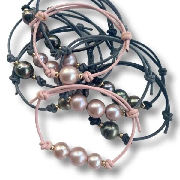 Paige Layne Pearl Leather Bracelets