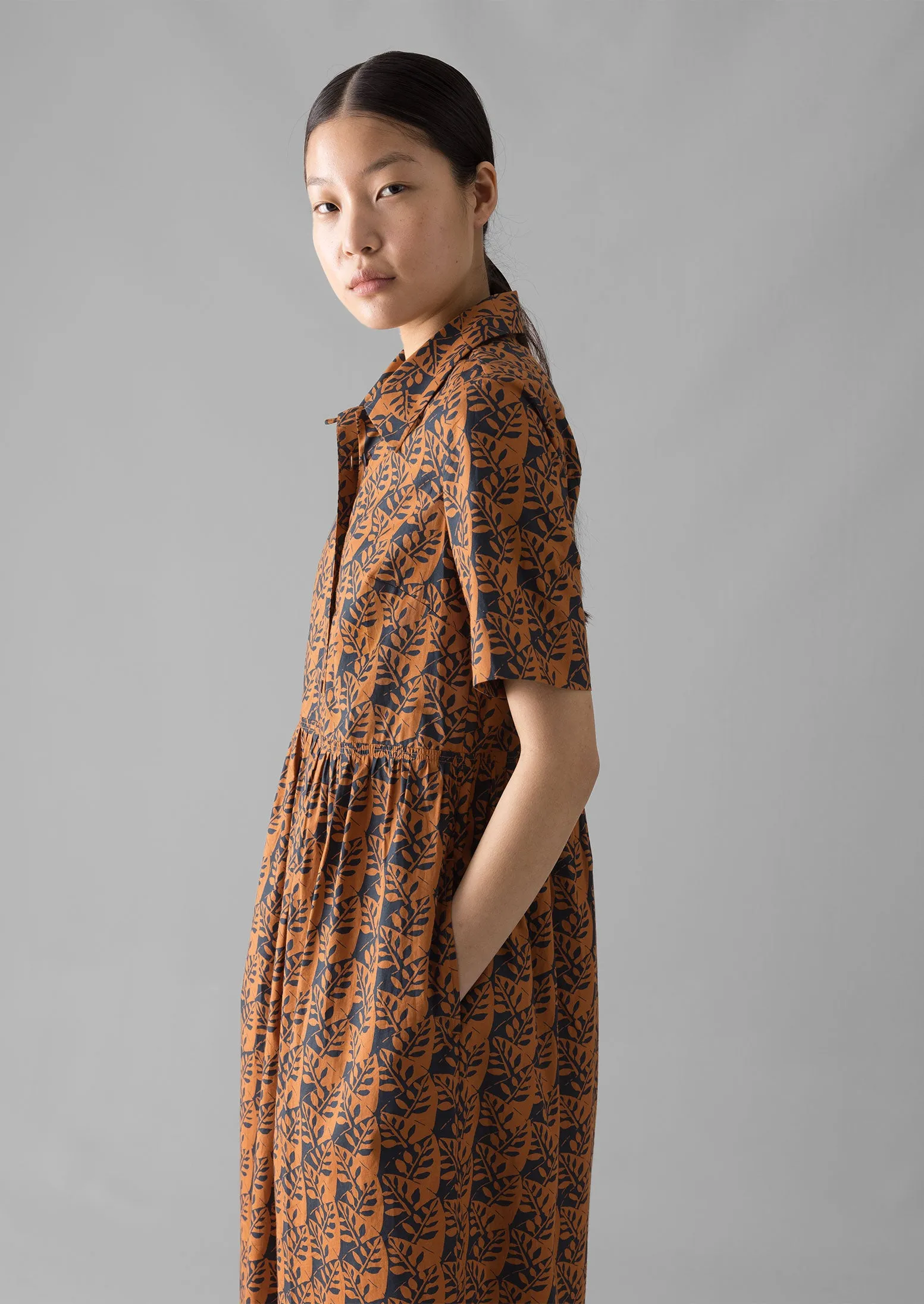 Selma Cotton Shirt Dress | Midnight/Spice