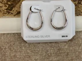 Silver Oval Hoop Earrings