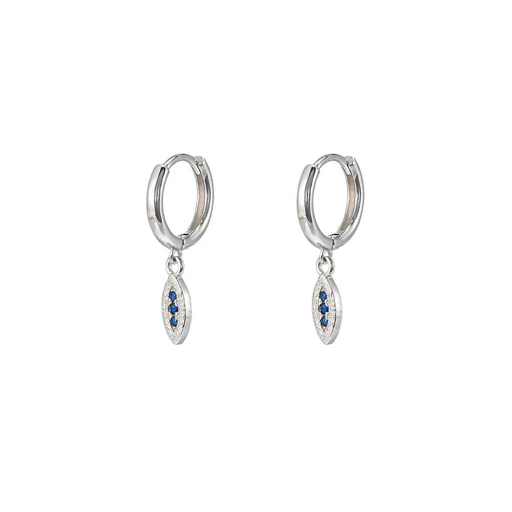 Sterling Silver Blue Charm Huggie Earrings