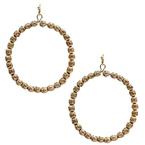 Worn Gold Beaded Hoop Earrings